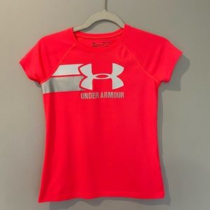 Girls youth Under Armour shirt, pink and grey, medium youth